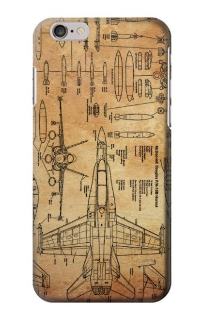 W3868 Aircraft Blueprint Old Paper Funda Carcasa Case y Caso Del Tirón Funda para iPhone 6 6S