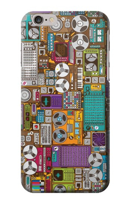 W3879 Retro Music Doodle Funda Carcasa Case y Caso Del Tirón Funda para iPhone 6 6S