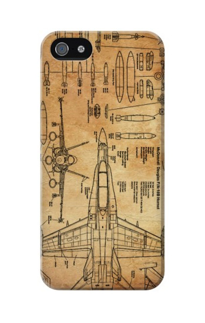 W3868 Aircraft Blueprint Old Paper Funda Carcasa Case y Caso Del Tirón Funda para iPhone 5 5S SE