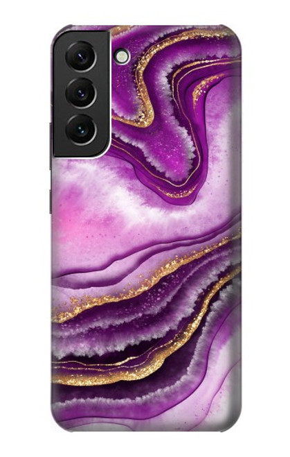 W3896 Purple Marble Gold Streaks Funda Carcasa Case y Caso Del Tirón Funda para Samsung Galaxy S22 Plus