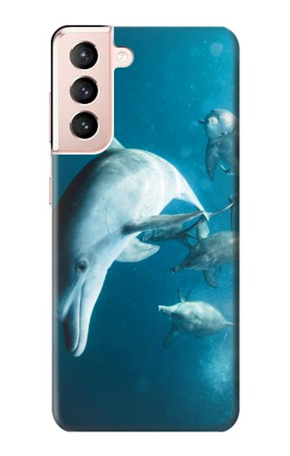 W3878 Dolphin Funda Carcasa Case y Caso Del Tirón Funda para Samsung Galaxy S21 5G