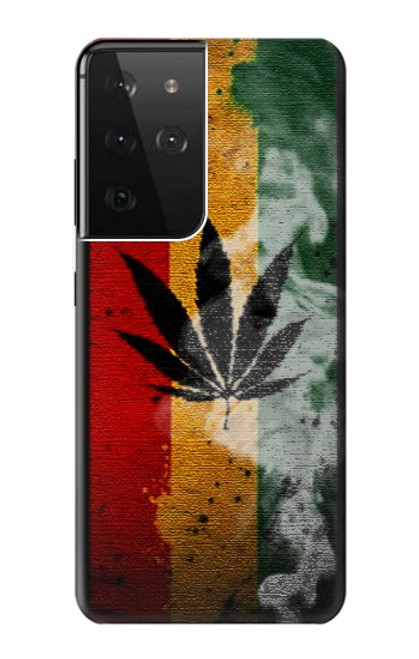 W3890 Reggae Rasta Flag Smoke Funda Carcasa Case y Caso Del Tirón Funda para Samsung Galaxy S21 Ultra 5G