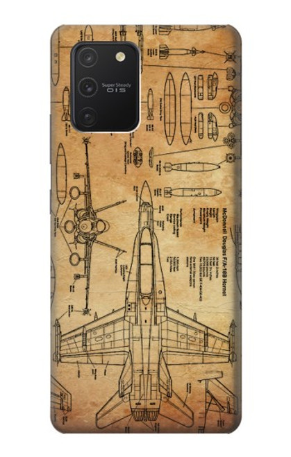 W3868 Aircraft Blueprint Old Paper Funda Carcasa Case y Caso Del Tirón Funda para Samsung Galaxy S10 Lite