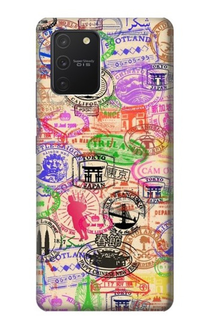 W3904 Travel Stamps Funda Carcasa Case y Caso Del Tirón Funda para Samsung Galaxy S10 Lite