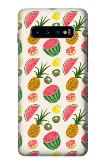 W3883 Fruit Pattern Funda Carcasa Case y Caso Del Tirón Funda para Samsung Galaxy S10 Plus
