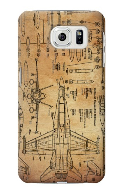 W3868 Aircraft Blueprint Old Paper Funda Carcasa Case y Caso Del Tirón Funda para Samsung Galaxy S7 Edge