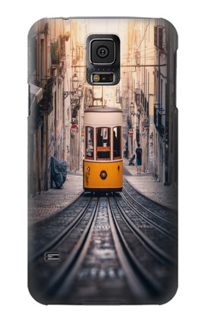 W3867 Trams in Lisbon Funda Carcasa Case y Caso Del Tirón Funda para Samsung Galaxy S5