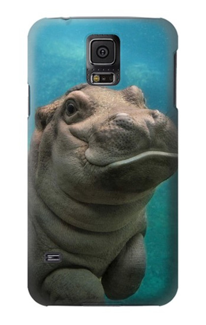 W3871 Cute Baby Hippo Hippopotamus Funda Carcasa Case y Caso Del Tirón Funda para Samsung Galaxy S5