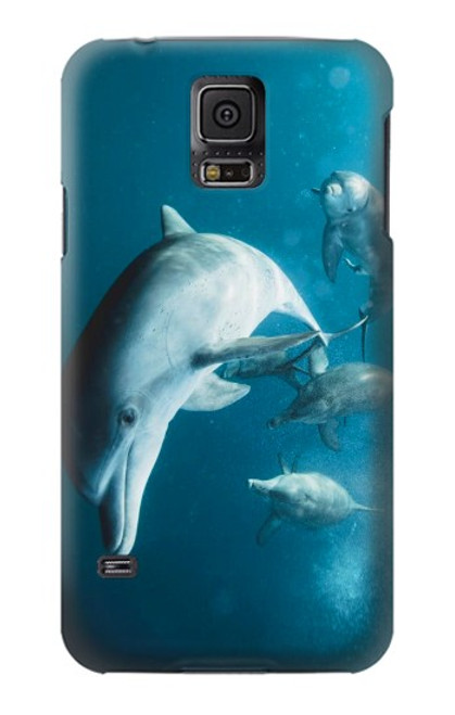 W3878 Dolphin Funda Carcasa Case y Caso Del Tirón Funda para Samsung Galaxy S5