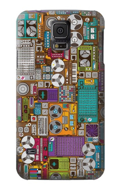 W3879 Retro Music Doodle Funda Carcasa Case y Caso Del Tirón Funda para Samsung Galaxy S5