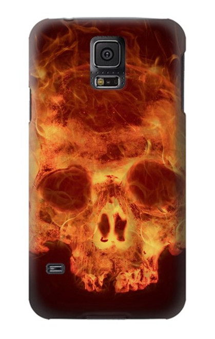 W3881 Fire Skull Funda Carcasa Case y Caso Del Tirón Funda para Samsung Galaxy S5