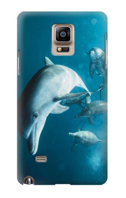 W3878 Dolphin Funda Carcasa Case y Caso Del Tirón Funda para Samsung Galaxy Note 4