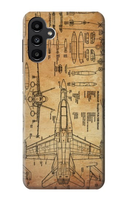 W3868 Aircraft Blueprint Old Paper Funda Carcasa Case y Caso Del Tirón Funda para Samsung Galaxy A13 5G