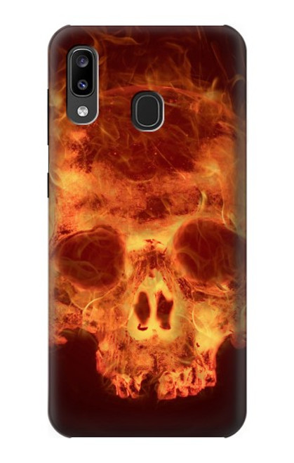 W3881 Fire Skull Funda Carcasa Case y Caso Del Tirón Funda para Samsung Galaxy A20, Galaxy A30
