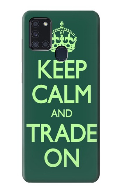 W3862 Keep Calm and Trade On Funda Carcasa Case y Caso Del Tirón Funda para Samsung Galaxy A21s