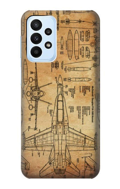 W3868 Aircraft Blueprint Old Paper Funda Carcasa Case y Caso Del Tirón Funda para Samsung Galaxy A23