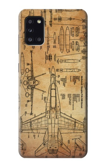 W3868 Aircraft Blueprint Old Paper Funda Carcasa Case y Caso Del Tirón Funda para Samsung Galaxy A31