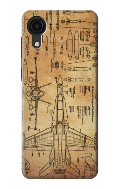 W3868 Aircraft Blueprint Old Paper Funda Carcasa Case y Caso Del Tirón Funda para Samsung Galaxy A03 Core