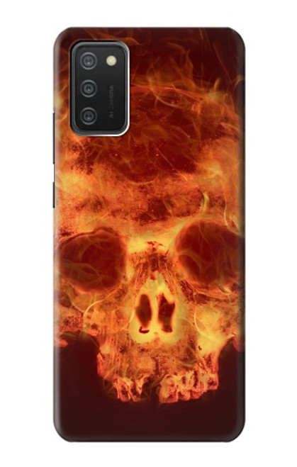 W3881 Fire Skull Funda Carcasa Case y Caso Del Tirón Funda para Samsung Galaxy A03S