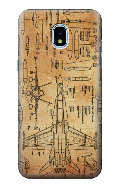 W3868 Aircraft Blueprint Old Paper Funda Carcasa Case y Caso Del Tirón Funda para Samsung Galaxy J3 (2018), J3 Star, J3 V 3rd Gen, J3 Orbit, J3 Achieve, Express Prime 3, Amp Prime 3