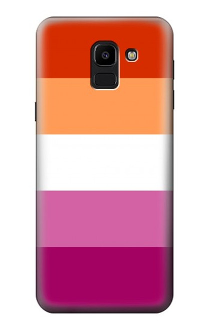 W3887 Lesbian Pride Flag Funda Carcasa Case y Caso Del Tirón Funda para Samsung Galaxy J6 (2018)