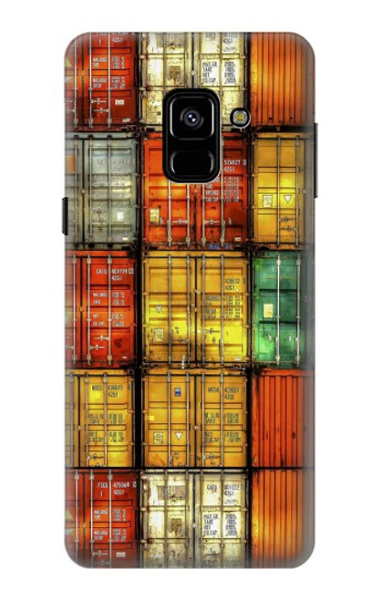 W3861 Colorful Container Block Funda Carcasa Case y Caso Del Tirón Funda para Samsung Galaxy A8 (2018)