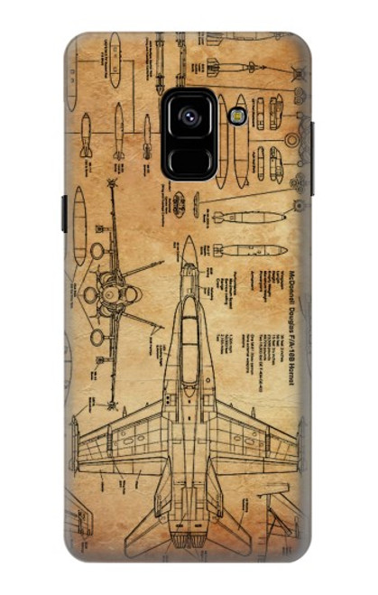 W3868 Aircraft Blueprint Old Paper Funda Carcasa Case y Caso Del Tirón Funda para Samsung Galaxy A8 (2018)