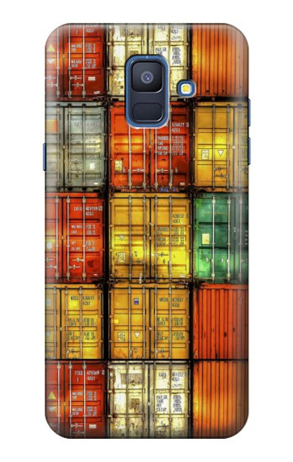 W3861 Colorful Container Block Funda Carcasa Case y Caso Del Tirón Funda para Samsung Galaxy A6 (2018)