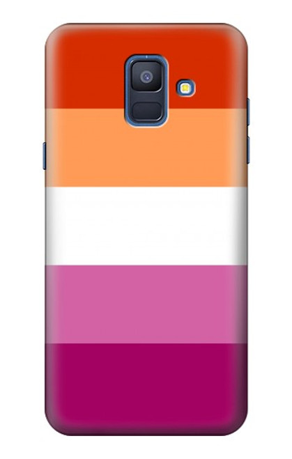 W3887 Lesbian Pride Flag Funda Carcasa Case y Caso Del Tirón Funda para Samsung Galaxy A6 (2018)