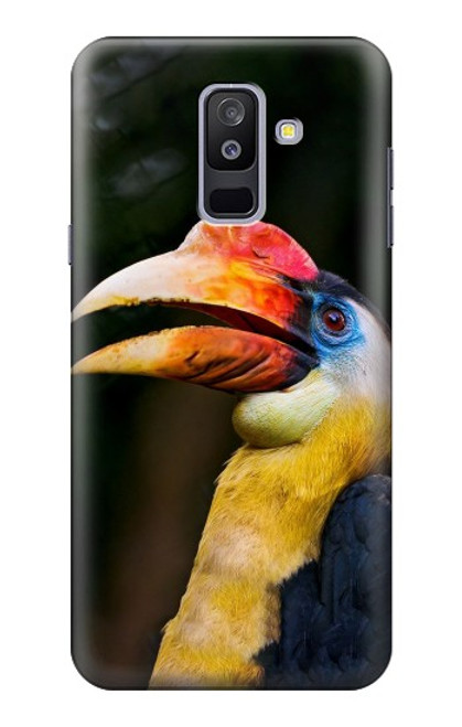 W3876 Colorful Hornbill Funda Carcasa Case y Caso Del Tirón Funda para Samsung Galaxy A6+ (2018), J8 Plus 2018, A6 Plus 2018