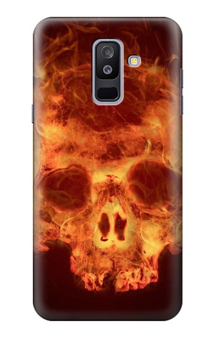 W3881 Fire Skull Funda Carcasa Case y Caso Del Tirón Funda para Samsung Galaxy A6+ (2018), J8 Plus 2018, A6 Plus 2018