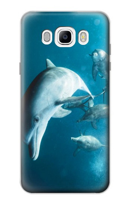 W3878 Dolphin Funda Carcasa Case y Caso Del Tirón Funda para Samsung Galaxy J7 (2016)