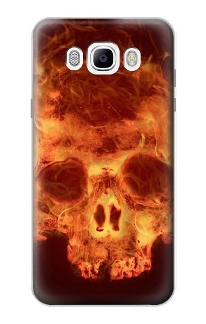 W3881 Fire Skull Funda Carcasa Case y Caso Del Tirón Funda para Samsung Galaxy J7 (2016)