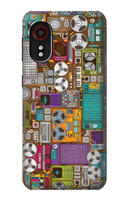 W3879 Retro Music Doodle Funda Carcasa Case y Caso Del Tirón Funda para Samsung Galaxy Xcover 5