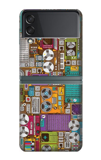 W3879 Retro Music Doodle Funda Carcasa Case y Caso Del Tirón Funda para Samsung Galaxy Z Flip 3 5G