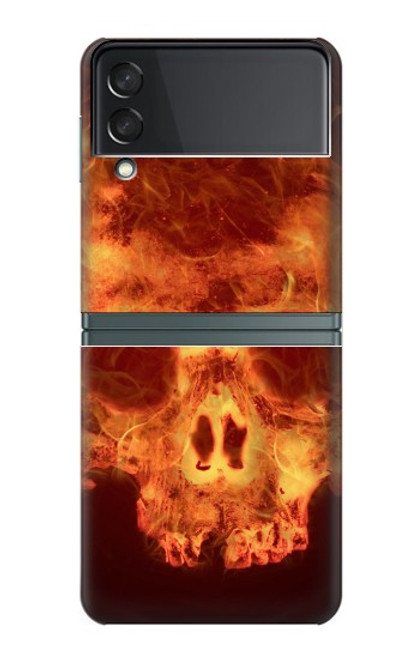 W3881 Fire Skull Funda Carcasa Case y Caso Del Tirón Funda para Samsung Galaxy Z Flip 3 5G