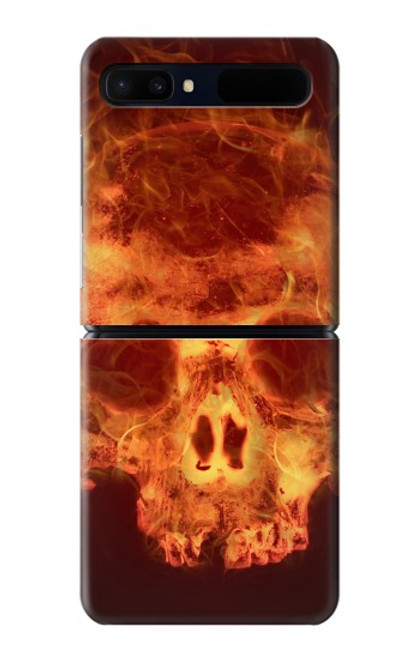 W3881 Fire Skull Funda Carcasa Case y Caso Del Tirón Funda para Samsung Galaxy Z Flip 5G