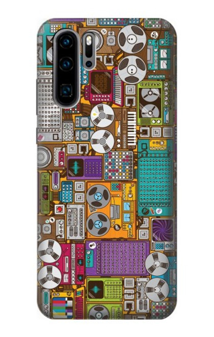 W3879 Retro Music Doodle Funda Carcasa Case y Caso Del Tirón Funda para Huawei P30 Pro