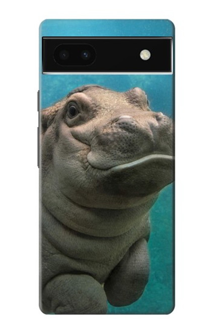 W3871 Cute Baby Hippo Hippopotamus Funda Carcasa Case y Caso Del Tirón Funda para Google Pixel 6a