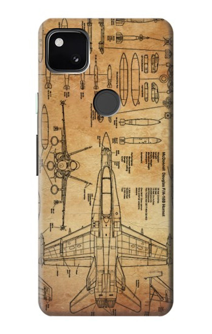 W3868 Aircraft Blueprint Old Paper Funda Carcasa Case y Caso Del Tirón Funda para Google Pixel 4a