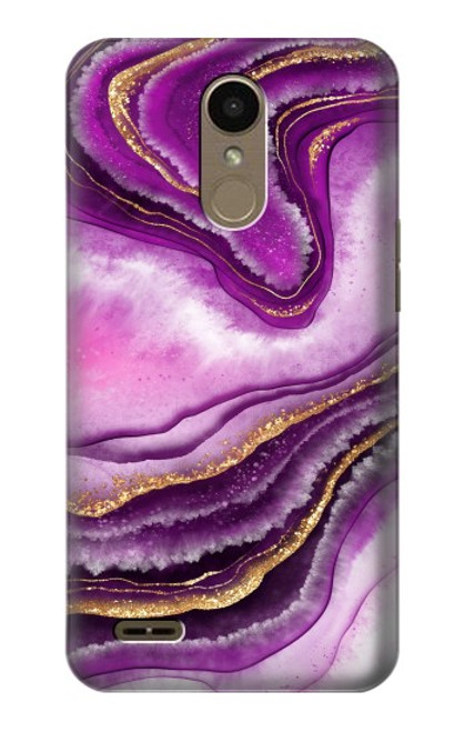 W3896 Purple Marble Gold Streaks Funda Carcasa Case y Caso Del Tirón Funda para LG K10 (2018), LG K30