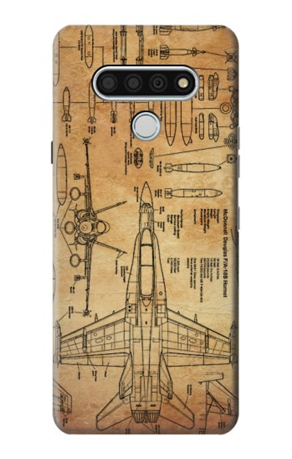 W3868 Aircraft Blueprint Old Paper Funda Carcasa Case y Caso Del Tirón Funda para LG Stylo 6