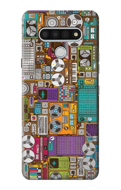 W3879 Retro Music Doodle Funda Carcasa Case y Caso Del Tirón Funda para LG Stylo 6