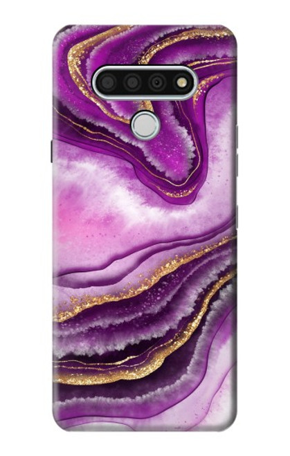 W3896 Purple Marble Gold Streaks Funda Carcasa Case y Caso Del Tirón Funda para LG Stylo 6