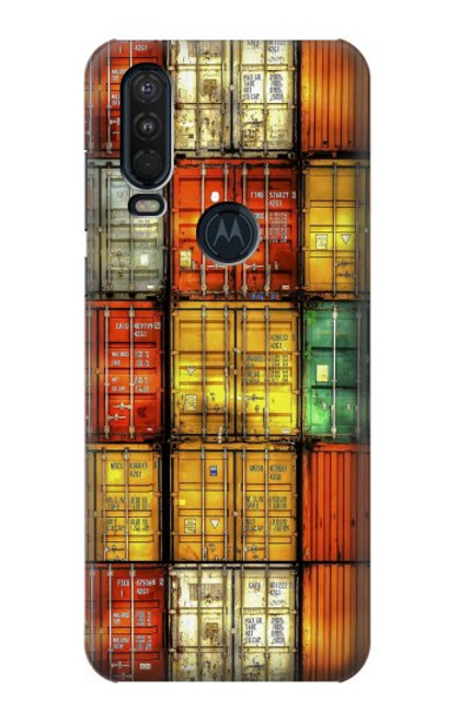 W3861 Colorful Container Block Funda Carcasa Case y Caso Del Tirón Funda para Motorola One Action (Moto P40 Power)