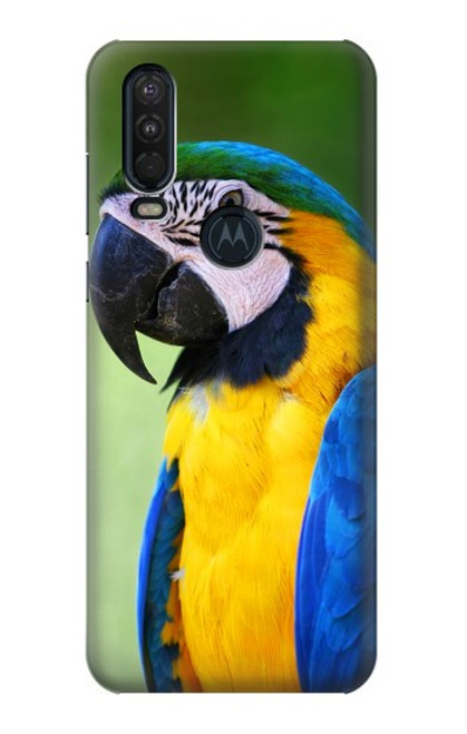 W3888 Macaw Face Bird Funda Carcasa Case y Caso Del Tirón Funda para Motorola One Action (Moto P40 Power)