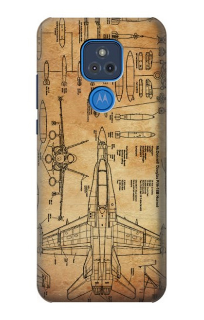 W3868 Aircraft Blueprint Old Paper Funda Carcasa Case y Caso Del Tirón Funda para Motorola Moto G Play (2021)