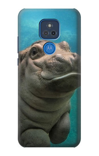 W3871 Cute Baby Hippo Hippopotamus Funda Carcasa Case y Caso Del Tirón Funda para Motorola Moto G Play (2021)