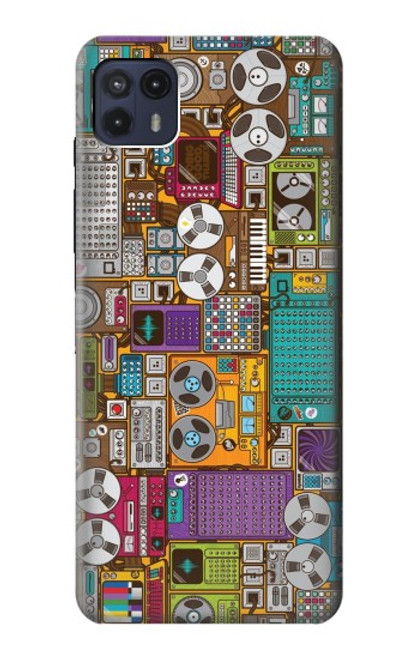 W3879 Retro Music Doodle Funda Carcasa Case y Caso Del Tirón Funda para Motorola Moto G50 5G