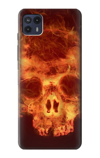 W3881 Fire Skull Funda Carcasa Case y Caso Del Tirón Funda para Motorola Moto G50 5G